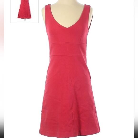 J CREW V Neck Cotton Spandex Sheath A-line Dress Hot Pink Barbie Sz 0 - Picture 8 of 8